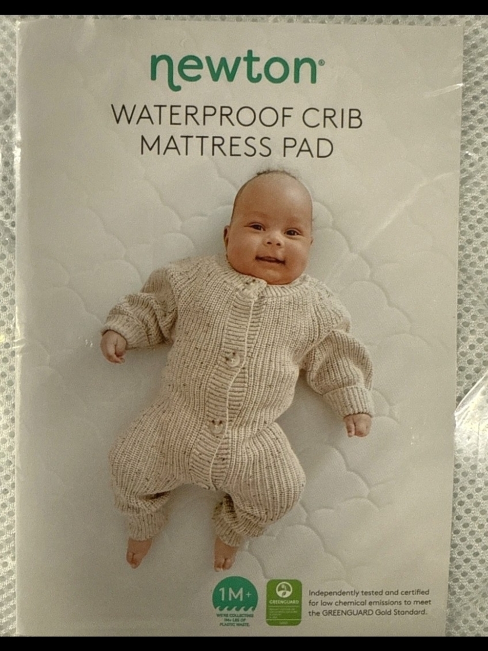 Newton White Quilted Waterproof Crib Mattress Pad